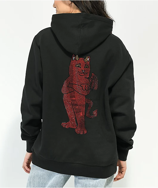 RIPNDIP Sent From Heck Black Rhinestone Hoodie