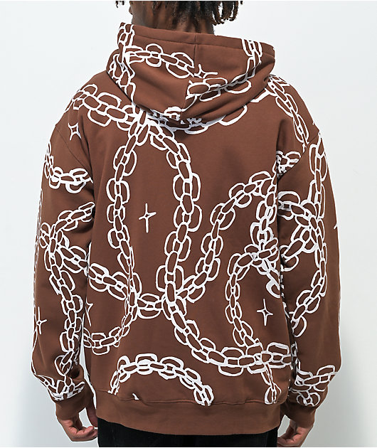 Salem7 Chains Brown Zip Hoodie