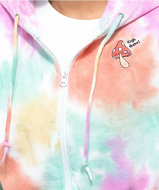 JV by Jac Vanek High There Mushroom Tie Dye Crop Hoodie