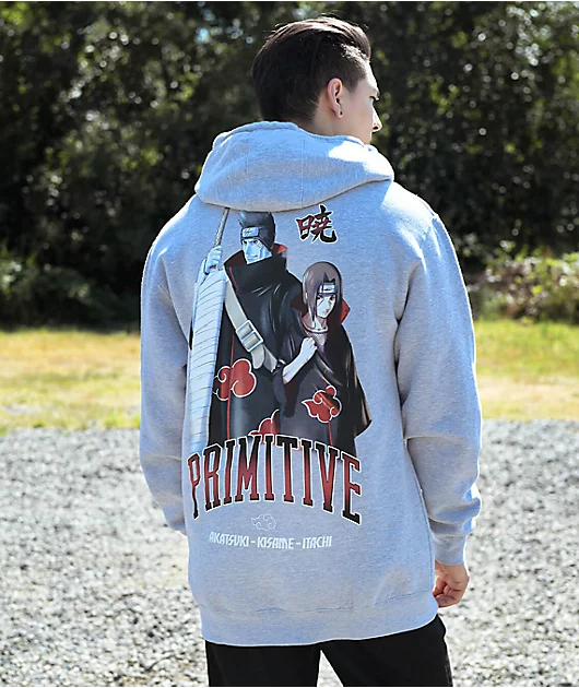 Primitive x Naruto Shippuden Akatsuki Grey Hoodie