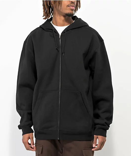 Zine Black Zip Hoodie