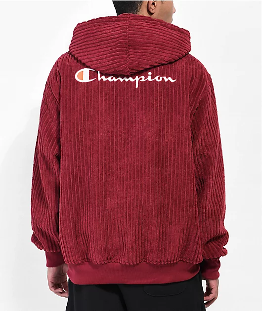 Champion Hi Pile Cardinal Corduroy Fleece Hoodie
