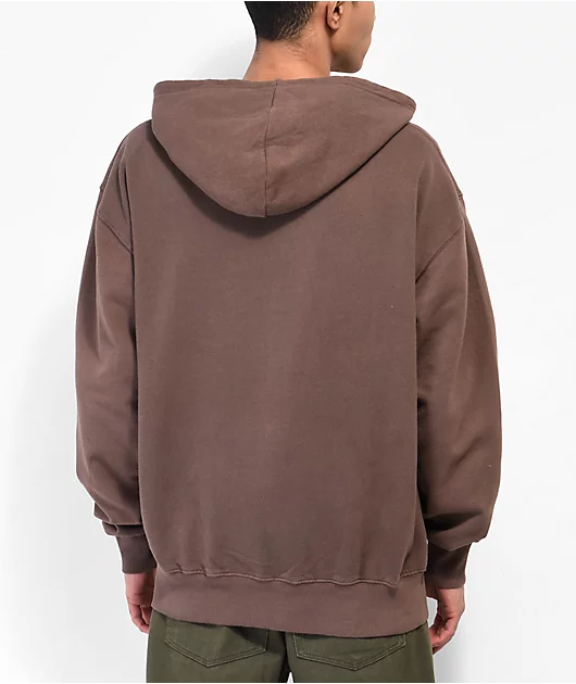 Shaka Wear Garment Dye Mocha Heavyweight Double Zip Hoodie