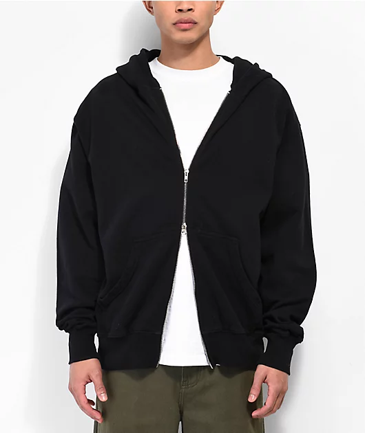 Shaka Wear Garment Dye Black Double Heavyweight Zip Hoodie