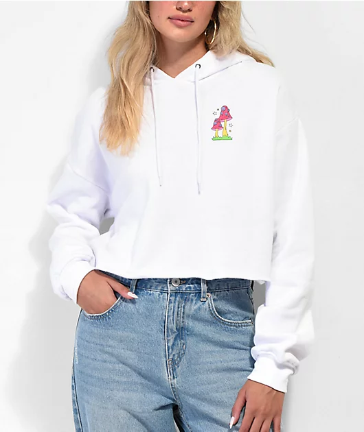 A.LAB Zaira Wizard White Crop Hoodie