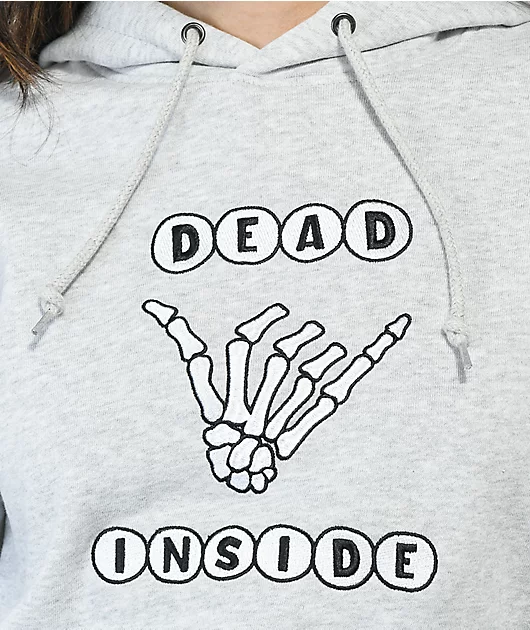JV by Jac Vanek Dead Inside Heather Grey Crop Hoodie