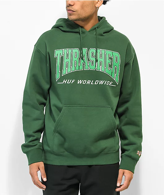 15425-huf-x-thrasher-bayview-forest-green-hoodie-2.webp HUF x THRASHER Bayview Forest Green Hoodie