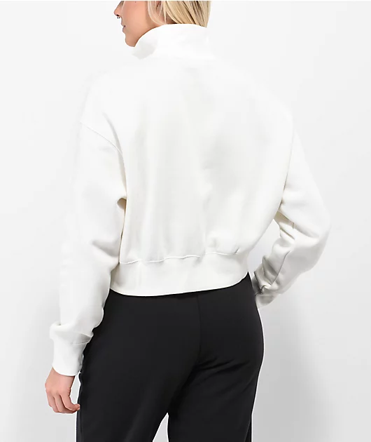 Nike Sportswear Phoenix White Fleece Crop Quarter Zip Sweatshirt
