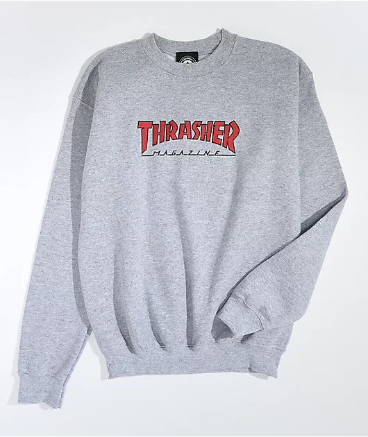 Thrasher Kids Outline Grey Crewneck Sweatshirt