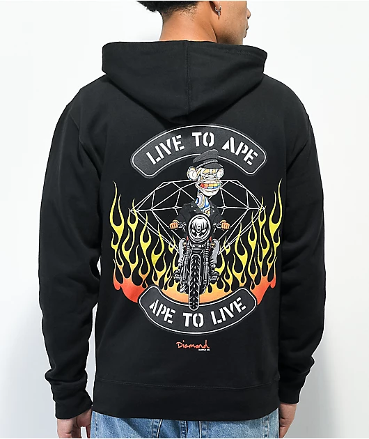 Diamond Supply Co. x Ape Live To Ape Black Zip Hoodie