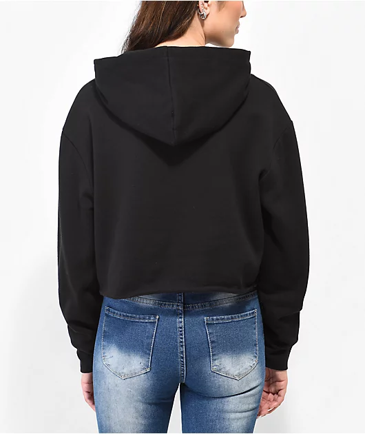SWIXXZ Spider Black Crop Hoodie