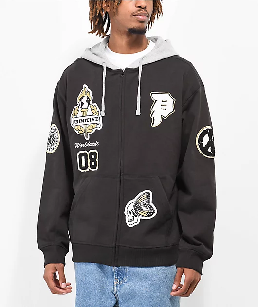 Primitive Alumni Black Zip Hoodie
