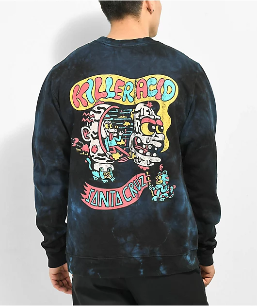 Killer Acid x Santa Cruz Fake Head Navy Blue Tie Dye Crewneck Sweatshirt