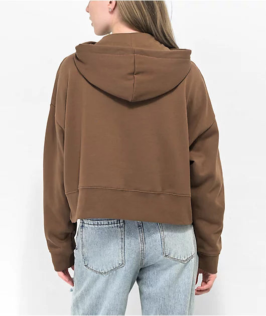 Empyre Weed Brown Crop Zip Hoodie