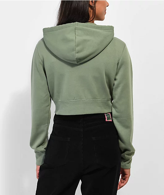 Zine Kya Green Crop Zip Hoodie