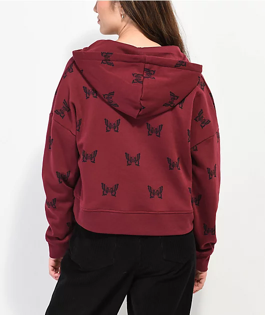 Lurking Class by Sketchy Tank Mariposa Red Crop Hoodie