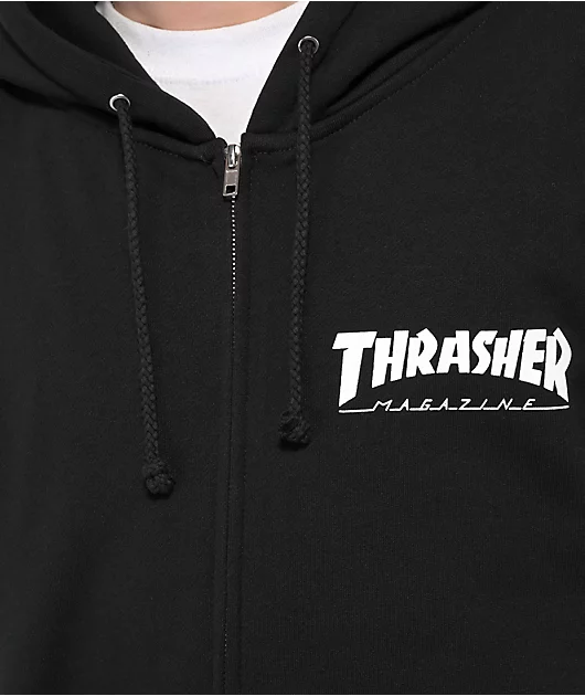 Thrasher Logo Black Zip Hoodie