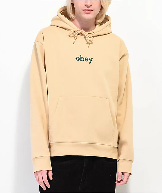 Obey Lowercase Logo Cream Hoodie