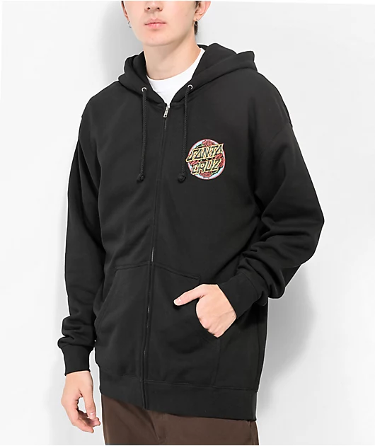 Santa Cruz Dressen Roses Dot Black Zip Hoodie