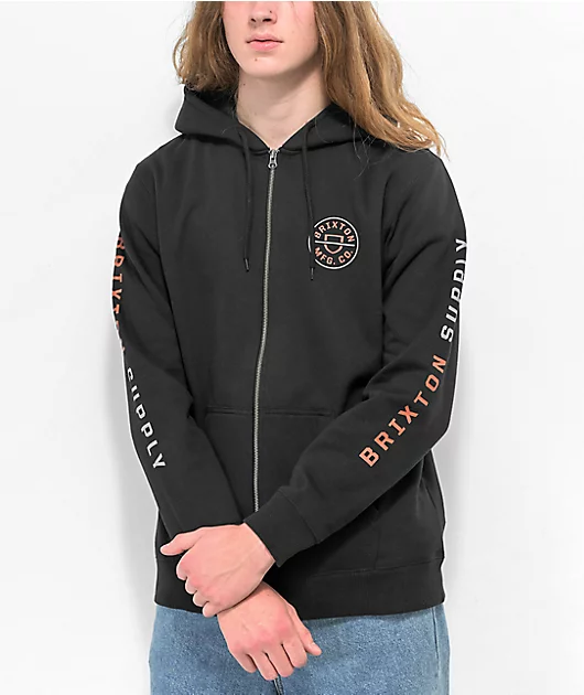 Brixton Crest Black Zip Hoodie