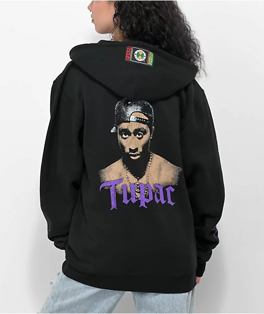 Cross Colours x Tupac Hat To The Back Black Zip Hoodie