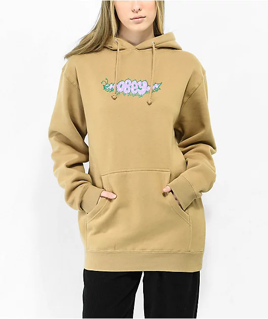 Obey Worm Sandstone Brown Hoodie