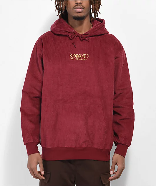 Krooked Eyes Burgundy Corduroy Hoodie