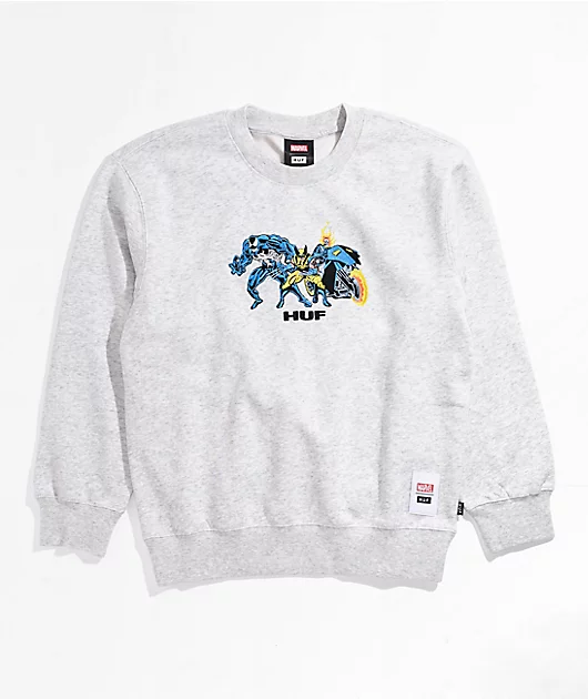 HUF x Marvel Kids Team Up Grey Crewneck