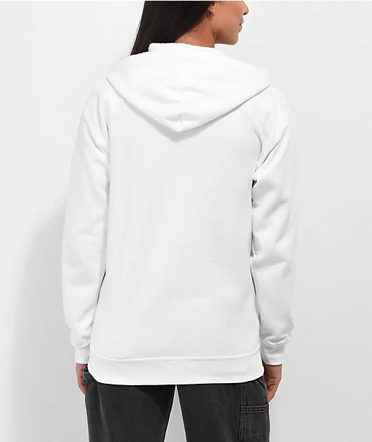 Empyre Rose Rhinestone White Zip Hoodie
