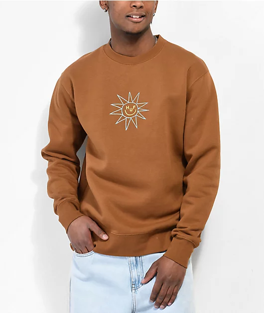 HUF Sun Guy Rubber Brown Crewneck Sweatshirt