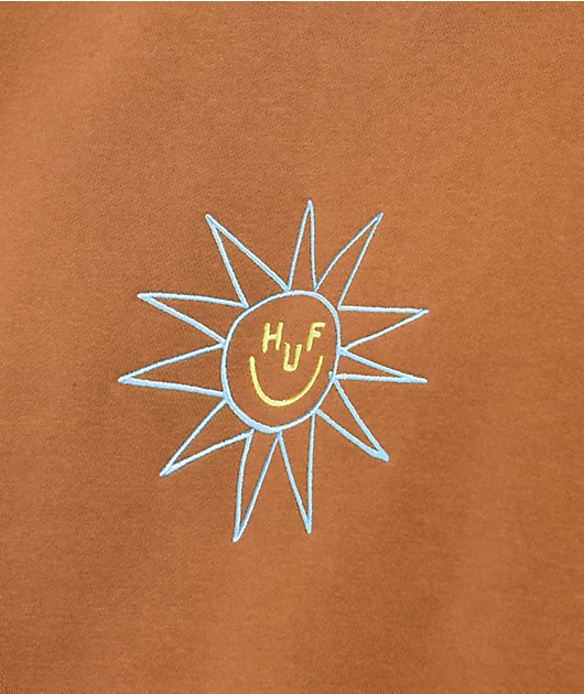 HUF Sun Guy Rubber Brown Crewneck Sweatshirt