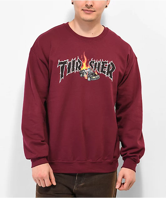 Thrasher Cop Car Burgundy Crewneck Sweatshirt