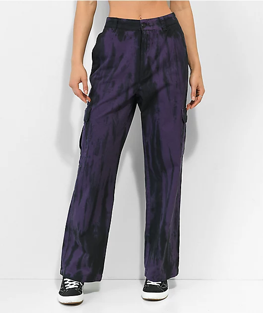 Petals By Petals and Peacocks Swirl Purple Tie Dye Cargo Pants