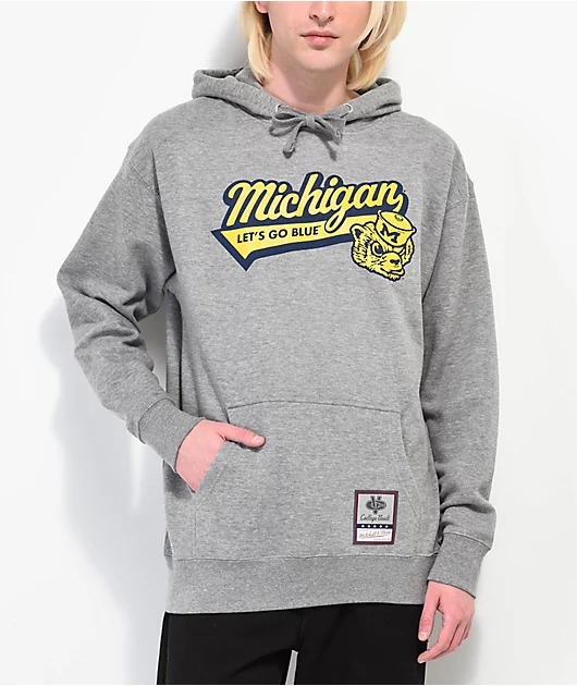 Mitchell & Ness Michigan Tail Sweep Grey Hoodie