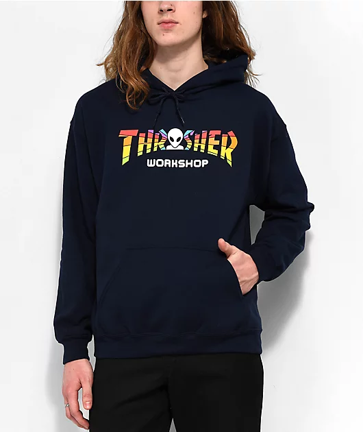 Thrasher x Alien Workshop Spectrum Navy Hoodie