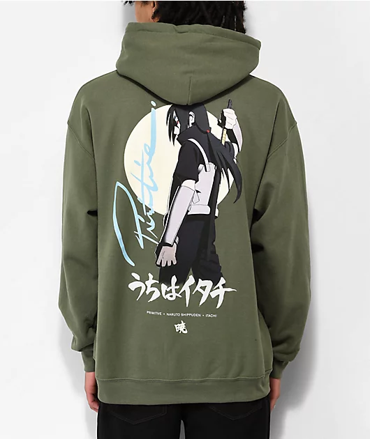 Primitive x Naruto Shippuden Itachi Warning Green Hoodie