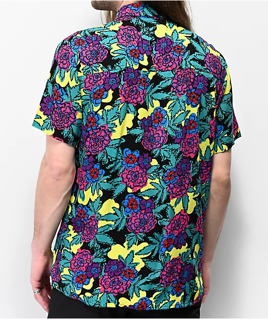 18218-empyre-floral-black-yellow-teal-woven-short-sleeve-button-up-shirt-3.webp Empyre Floral Black, Yellow & Teal Woven Short Sleeve Button Up Shirt