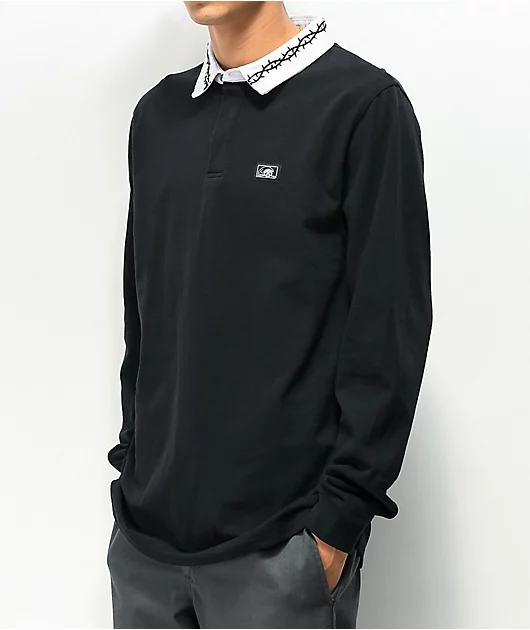 Lurking Class by Sketchy Tank Thorns Black Long Sleeve Polo Shirt