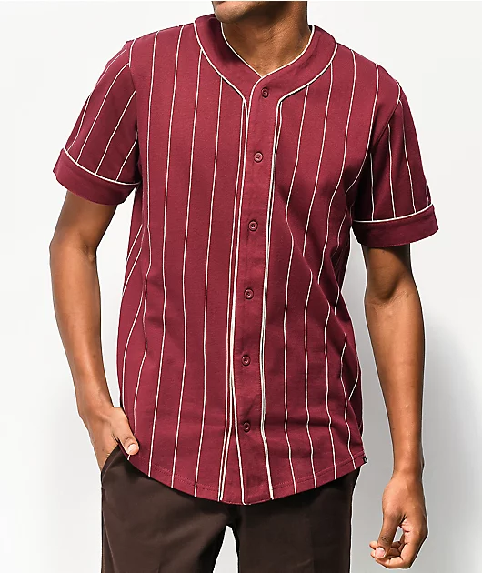 Empyre Chuck Maroon & White Pinstripe Baseball Jersey