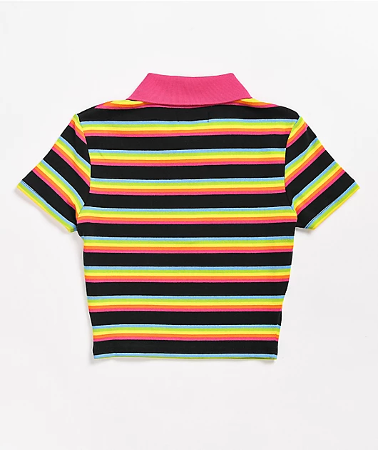18328-a-lab-cordina-rainbow-zip-crop-polo-shirt-3.webp A-Lab Cordina Rainbow Zip Crop Polo Shirt
