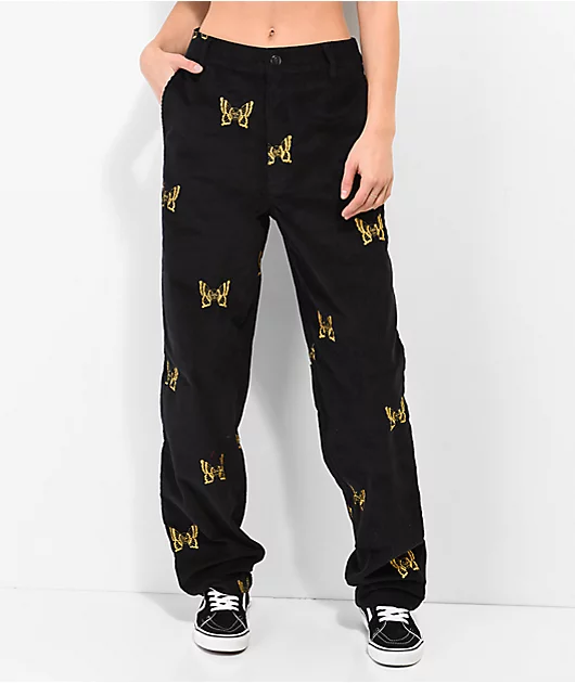 Lurking Class by Sketchy Tank Mariposa Black & Yellow Corduroy Pants