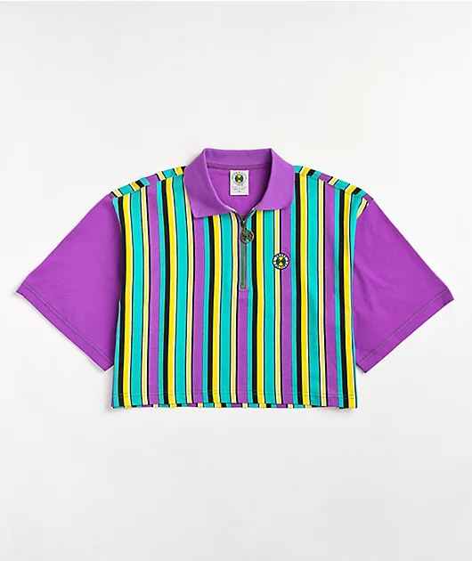 Cross Colours Multi Stripe Zip Polo Shirt