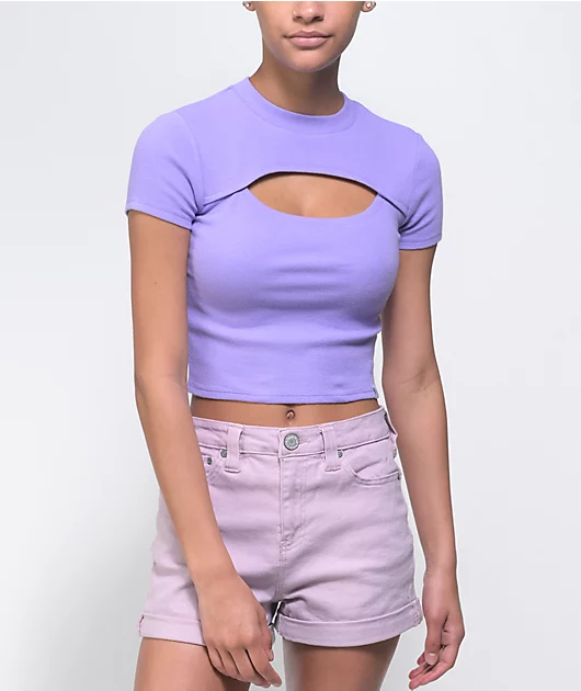 Ninth Hall Fundamentals Cuddie Lavender Cut Out Crop Top