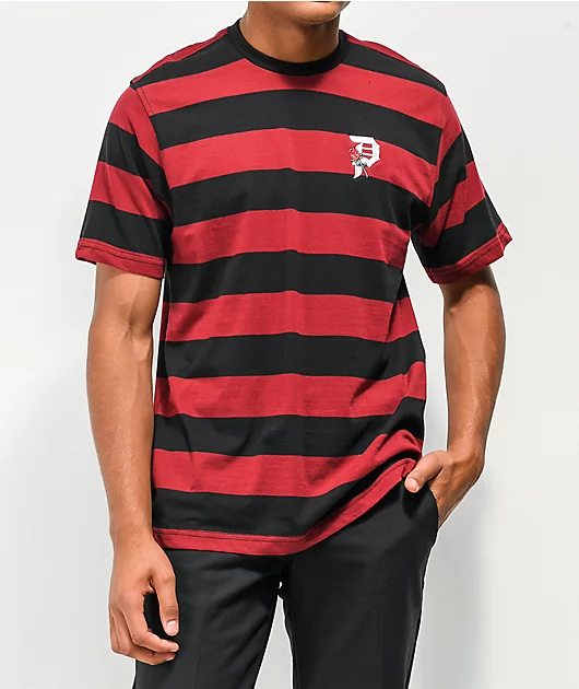 Primitive Rosebud Red & Black Stripe T-Shirt