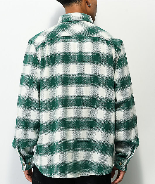 Brixton Bowery Teal & White Plaid Flannel Shirt