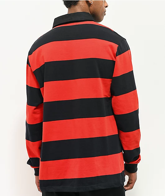 Broken Promises Riot Red & Black Stripe Rugby Shirt