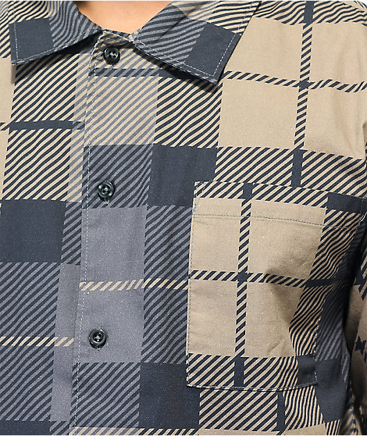 Enjoi Rad Brown & Grey Short Sleeve Button Up Shirt