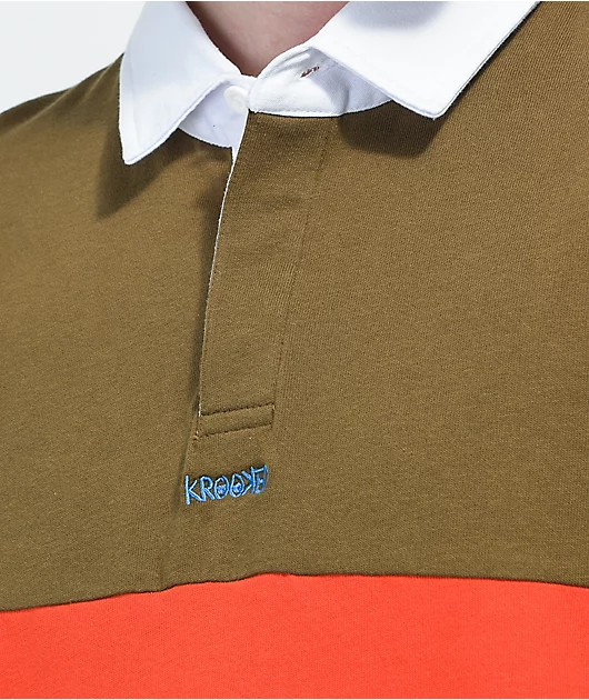 Krooked Eyes Brown & Red Stripe Rugby Shirt