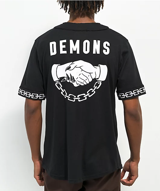 Lurking Class by Sketchy Tank Demons Black Baseball Jersey