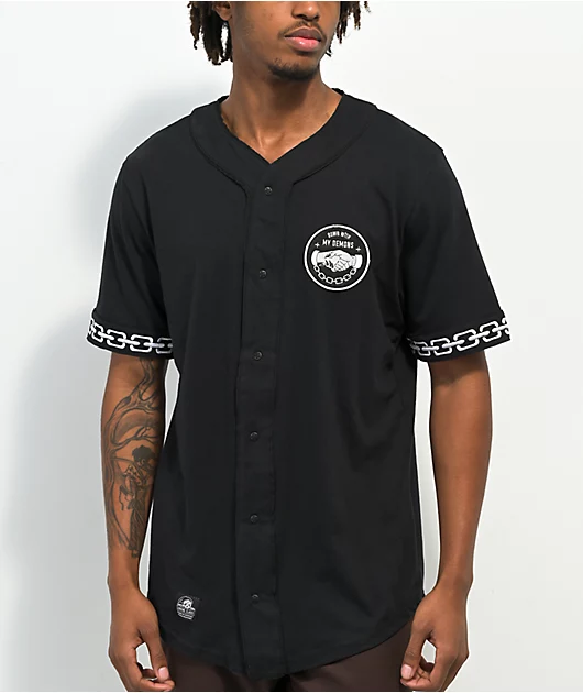 Lurking Class by Sketchy Tank Demons Black Baseball Jersey